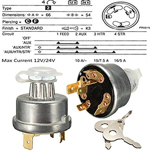 Interruptor de ignição com 2 chaves universal Alician + 2 Keies 12239