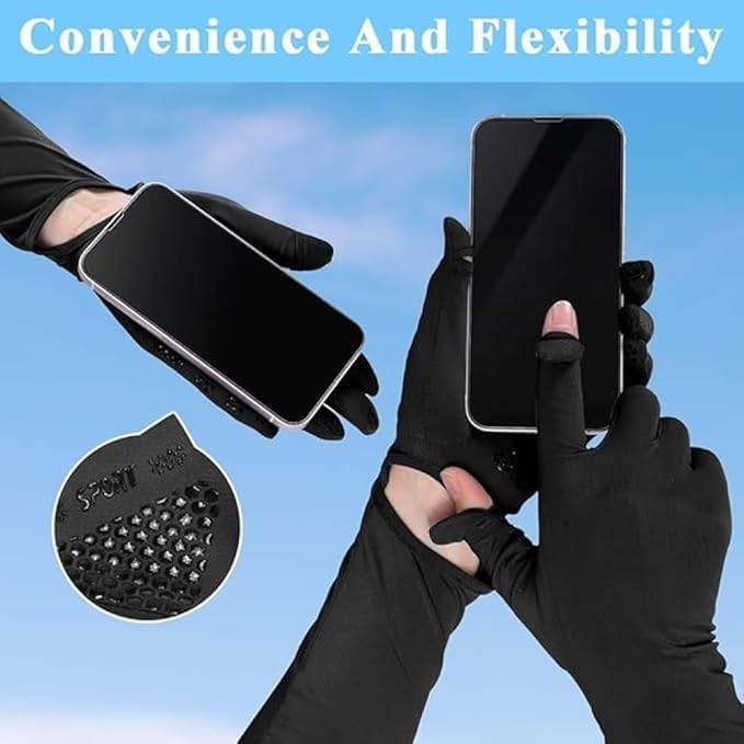 Image of Sun Protection Arm Sleeves with Open Finger Design and Detachable Gloves
