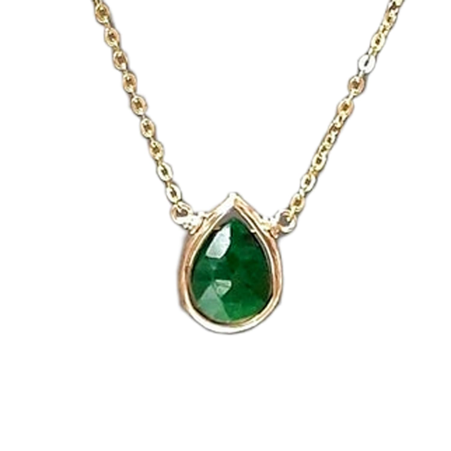 Pendentif émeraude naturelle de haute qualité et collier argent véritable - 4
