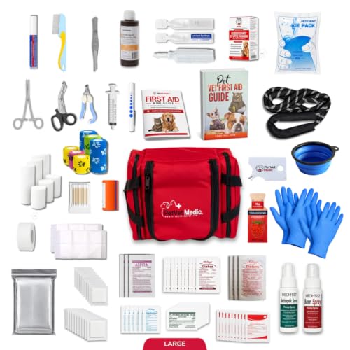 Image of Cat & Dog First Aid Kit - Dog Emergency Kit, Health Supplies & Wound Care -with Thermometer, Bandages for Wounds - Essentials, Travel Bag (Large)