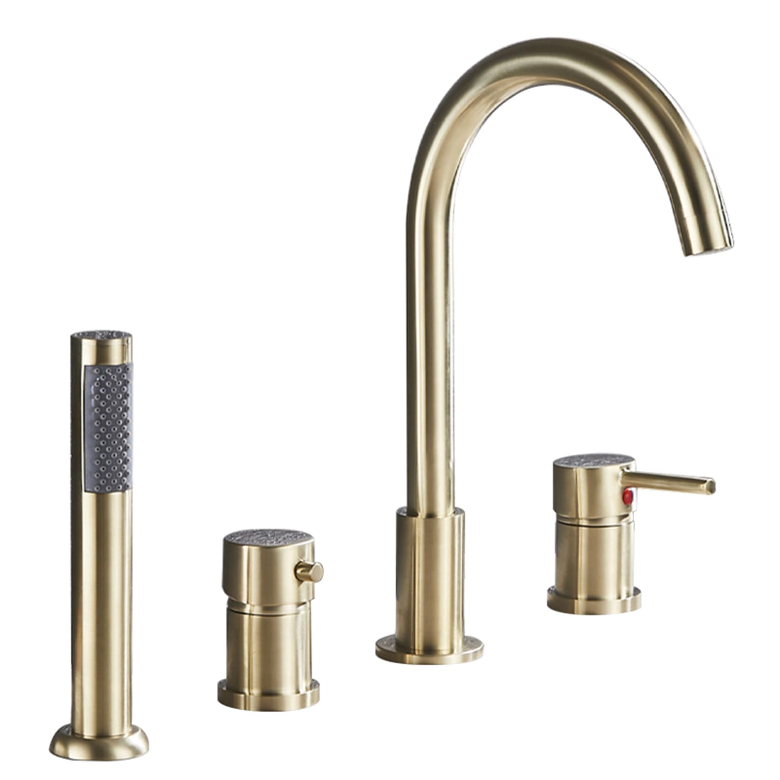 SBCGFY Bathroom Shower Mixer Taps Set With Brushed Gold Finish Includes Shower Head Hose And Bath Mixer Tap,