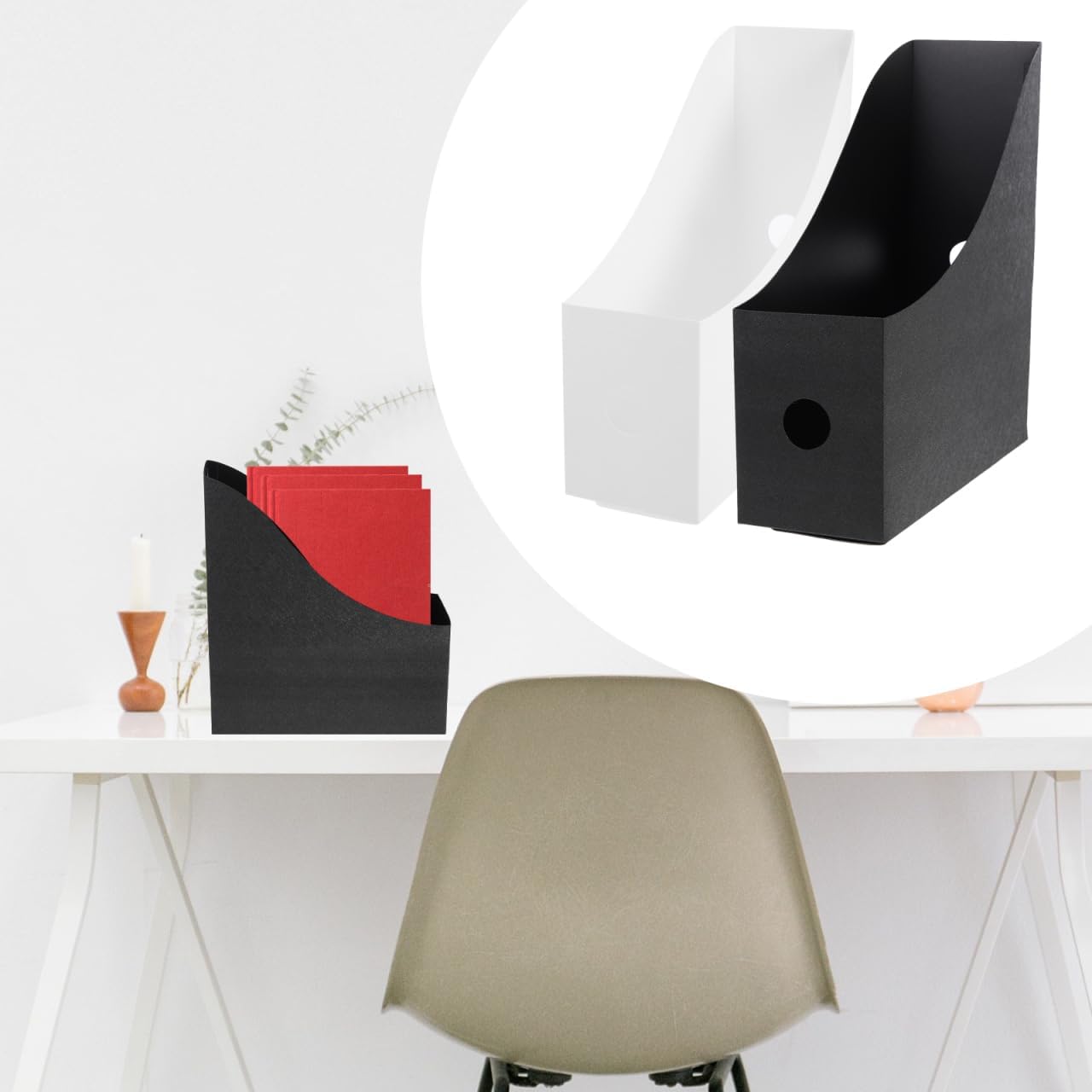 Operitacx 2-Pack Magazine File Holder, Plastic Magazine Holder Folder Organizer for Desk, Binder Holder for Magazines Documents Home Office School image 2