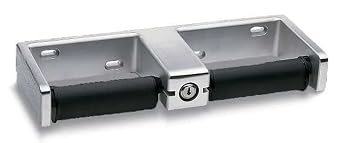 Bobrick 27460 Heavy Duty Cast Aluminum Surface Mounted Double Roll Toilet Tissue Dispenser, Satin Finish, 14-1/8" Width x 2-1/4" Height x 5-1/4" Depth
