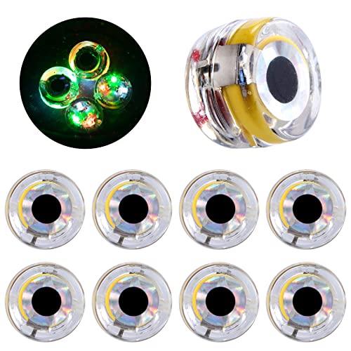 Dr.Fish 10 Pack LED Fishing Lures Deep Drop Lights Glow in Dark Fishing Beads Stopper Underwater Flasher Lights Bass Halibut Walleye Lures Attractant