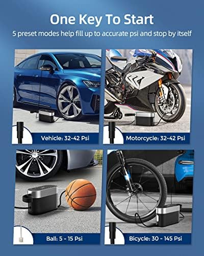 ShockFlo Tyre inflator Portable Air Compressor, 150 PSI 40L/MIN Car Air Pump Car Tyre Pump Electric with Digital LED for Car, Motorcycle, Bicycle, Balls
