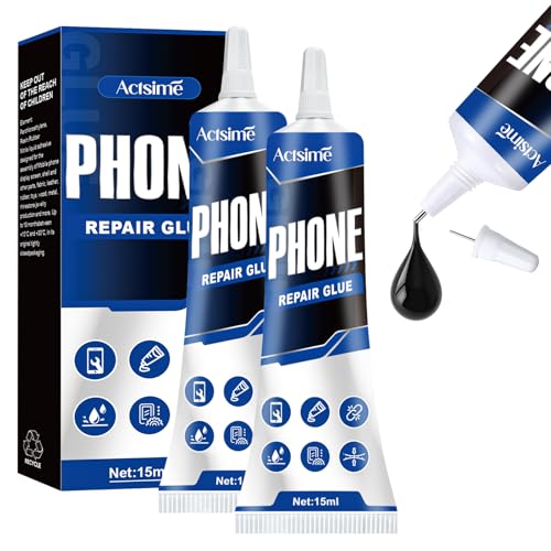 Adhesivo para Pantalla de Teléfono Móvil - 15 ml x 2 Unidades, Color Negro, Extra Fuerte, Sin Tolueno - Potente Adhesivo Multiusos para Electrónica, Carcasa y Pantalla Táctil
