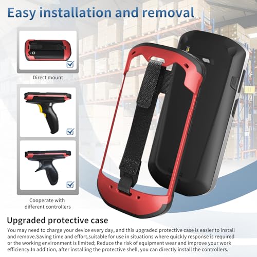 protective case cover for zebra tc51 tc52 tc56 tc57 tc510k rugged boot with hand strap for zebra phone case with tempered glass red