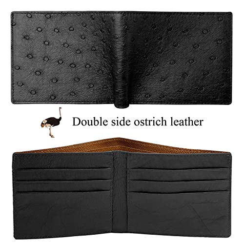 Image of HATA Men Leather Bifold Wallet RFID Blocking Front Pocket Exotic Billfold Handmade Gift For Birthday Wedding Anniversary Father's Day