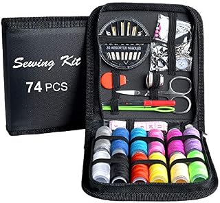 Sewing KIT, DIY Sewing Supplies with Sewing Accessories, Portable Mini Sewing Kit for Beginner, Traveller and Emergency Clothing Fixes, with Premium Black Carrying Case