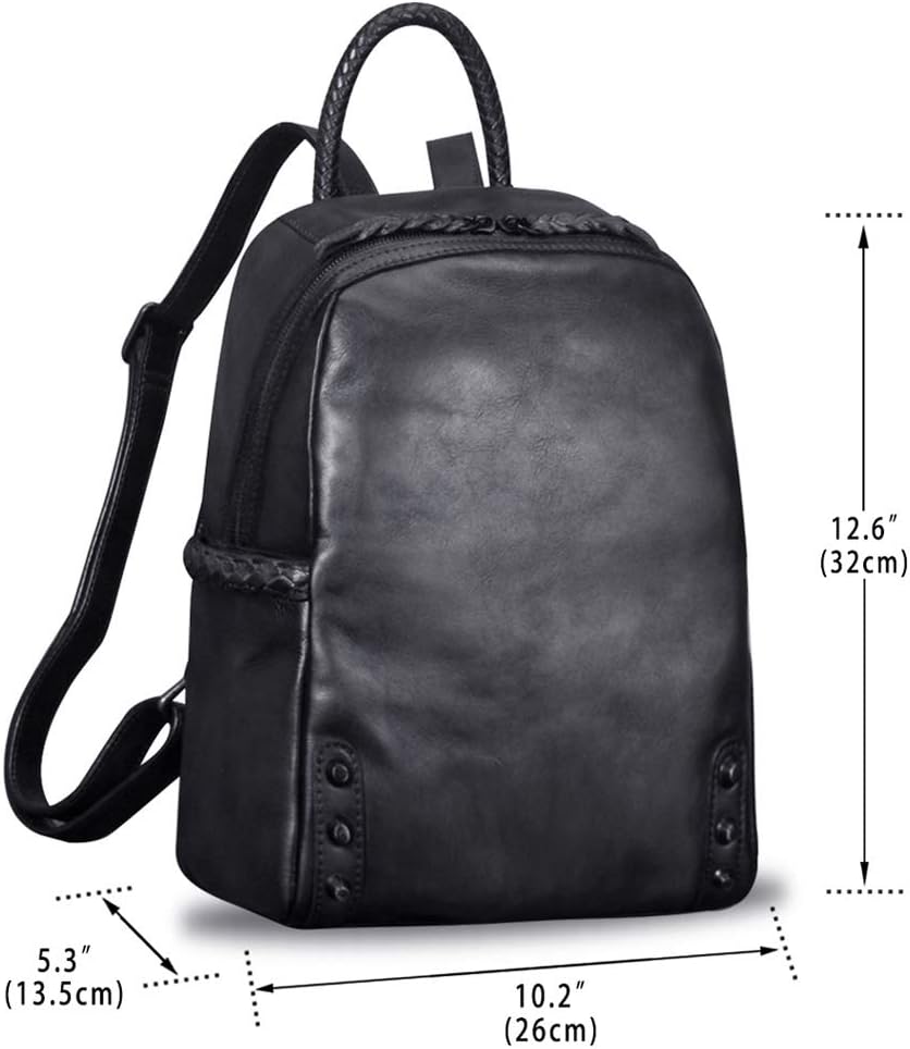 IVTG Genuine Leather Backpack for Women Vintage Real Leather Knapsack Purse Rucksack Fashion Daypack Bag High Capacity (Darkgrey) - Image 4