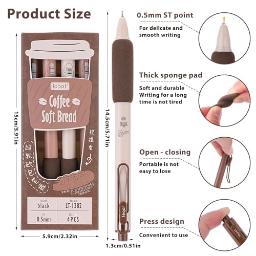 Mabor 4pcs Retractable Black Ink Pen,Brown Neutral Pen Set,Quick Dry Ink Pens,Comfortable Writing Pens(0.5mm) - Image 2