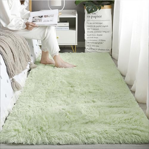 Tapis de salon moderne haut de gamme 230x320 cm texture pelucheuse vert clair - 8