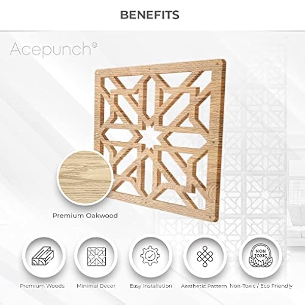 Acepunch 10 Curtina de madera de madera de colgantes Partition elegante Partition Modern Design Room Divisor para sala de estar y decoración Diseño refinado de estrella cósmica 30x30cm AP1294