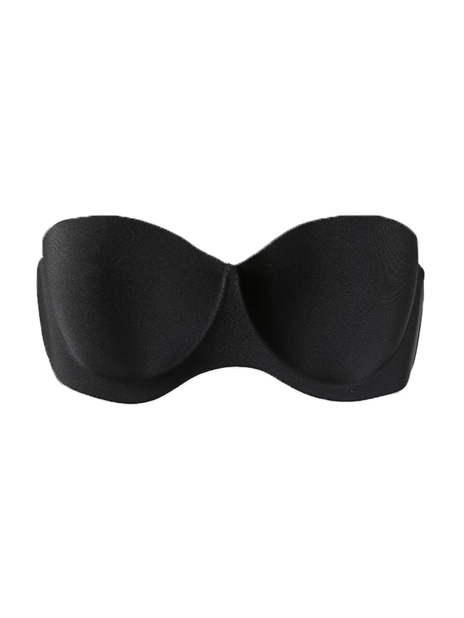 Uxcell Women's Black Sourcingmap Strapless Invisible Padded Push Up Underwire Bra D