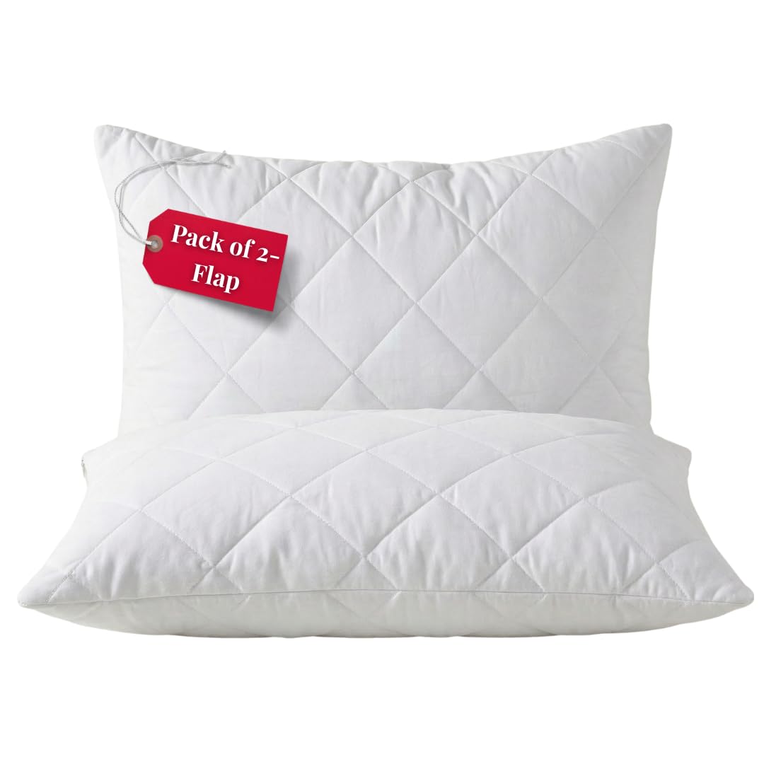 IMFAA Quilted Pillow Protector Pack of 2 - Soft and Comfortable Microfiber Pillowcase Protectors - Ant-Allergy and Breathable Pillow Cover.(2 x Quilted-Flap)