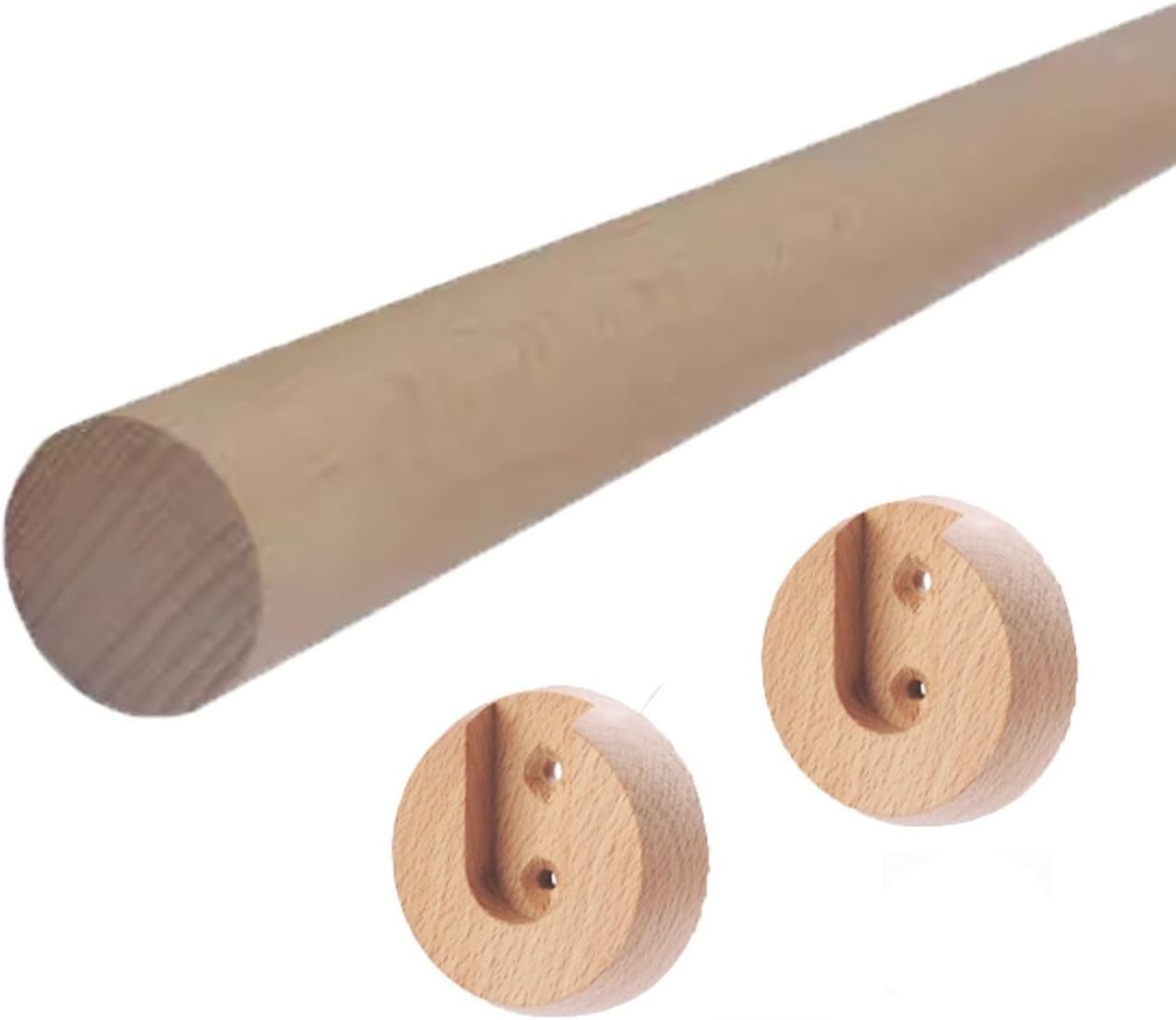 1PCS Wood Hanging Rod, Round Wardrobe Tube Closet Rod Heavy Duty Wardrobe Tube Saving Space for Wardrobe Hallway Bathroom Curtain Clothing Store, CUSTOM CUT TO SIZE.(0.78IN*27.5In)