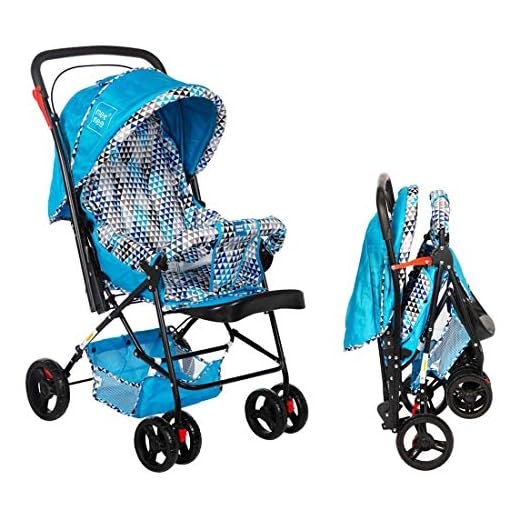 Mee Mee Baby Pram with Adjustable Seating Positions and Reversible Handle (Light Blue Multi)