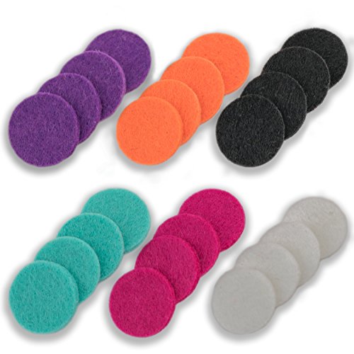 (24) Pack Aromatherapy Essential Oil Diffuser Necklace & Locket Refill Pads - (6) Assorted Colors Thick Absorbent - For Earth Spirit Village Essential Oil Diffuser Pendants (Assorted 6 Colors)