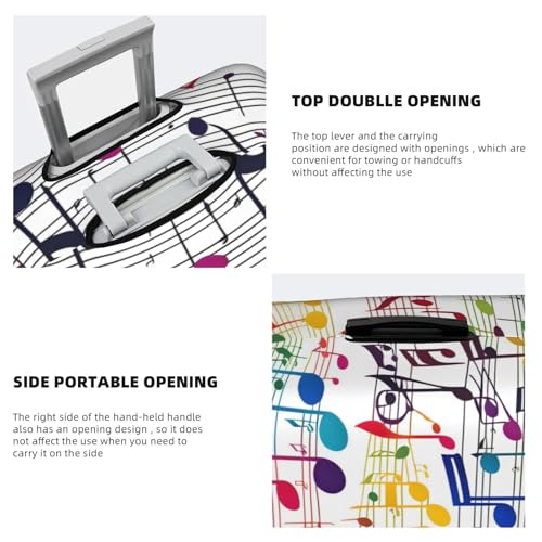 Colorful Music Notes print Anti-scratch Luggage Cover, Luggage Protective Case, Washable Luggage Cover4