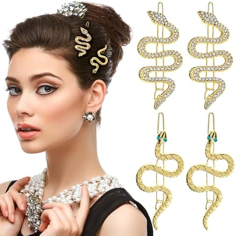 AOZUO Rhinestone Snake Hair Clips Set Cover