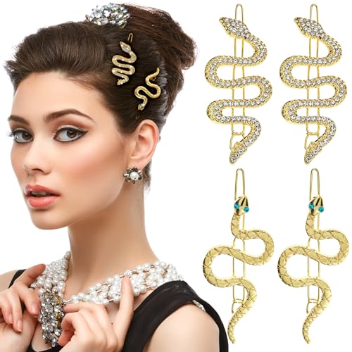 AOZUO 4 horquillas para el pelo con diseño de serpientes, para Halloween, para mujeres y niñas