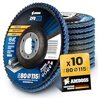 10x Fächerscheibe Ø115mm K80 für Stahl/Edelstahl - Polieren Entroster Kehlnaht schleifen - AMBOSS Werkzeuge ZFS Lamellenschleifscheibe blau Winkelschleifer - Profi Zirkon Schleifmop