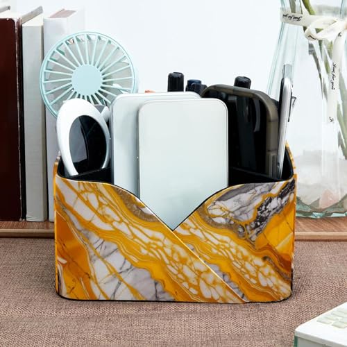 Porte-stylo rectangulaire marbre jaune à compartiments modulables cosmétiques - 7