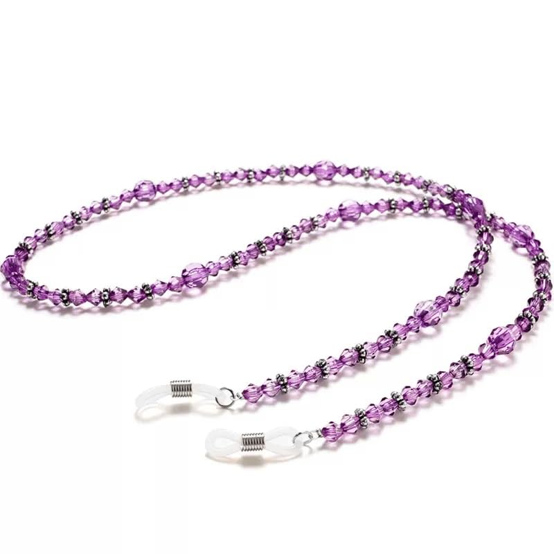 Lunettes de soleil en corde perlée violette anti-perte de haute qualité