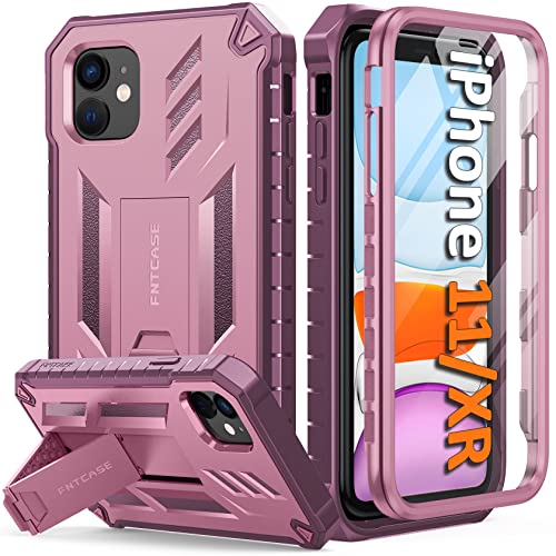 Fntcase For Iphone 11 Phone Case: For Iphone Xr Case With Kickstand Shockproof Military Grade Protective Cover - Dual Layer Full Protection Durable Matte Textured Drop Proof - 6.1 Inch Rosepink #TOP29