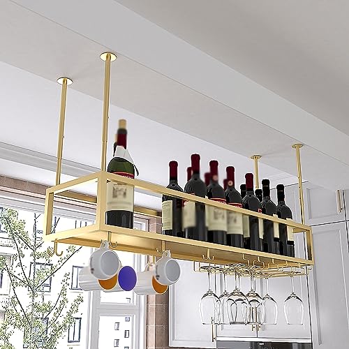 Support à bouteilles de vin suspendu industriel pour libérer votre cuisine