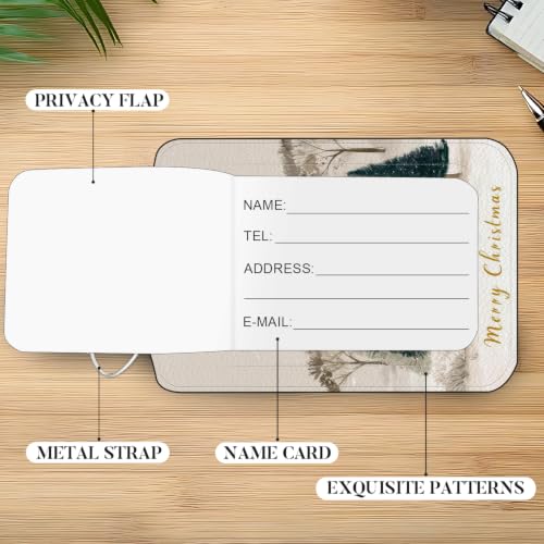 Image of Christmas Tree Luggage Tags 2 Pack, PU Leather Privacy Flap