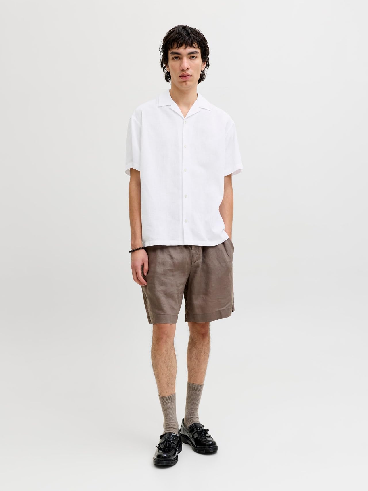 JACK & JONES Shirt Jjesummer Linen Blend Resort-Maglietta SS SN Uomo