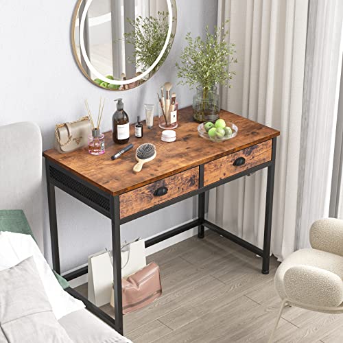image for Furologee Computer Desk with 2 Fabric Drawers, 36 Inch Small Home Offi