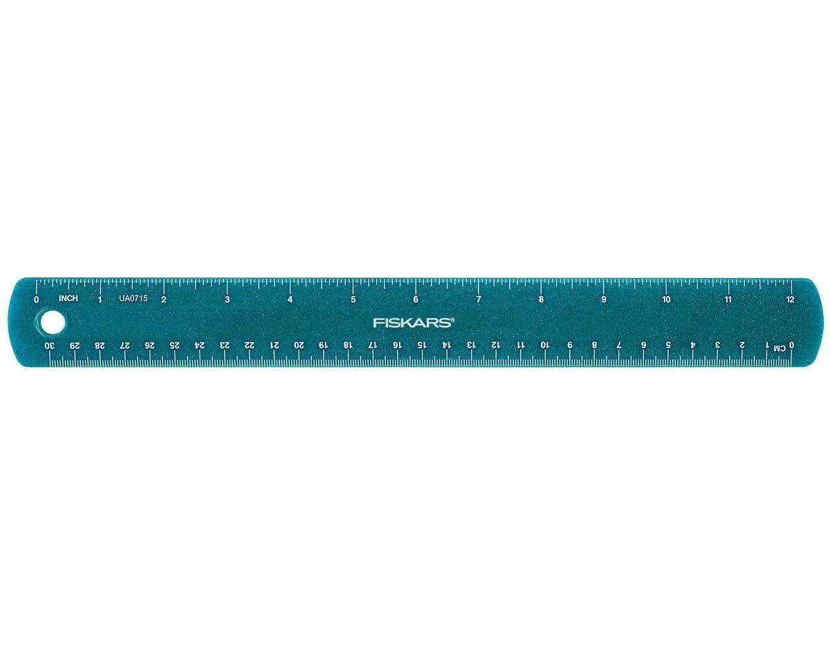 Fiskars Regla para niños con purpurina, Longitud: 30 cm, Azul, 1023923