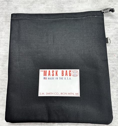 Firefighter SCBA Face Piece Respirator Mask Bag, Canvas Outer, fleece Liner, Firefighter, First Responder, and Safety Persons (Black)