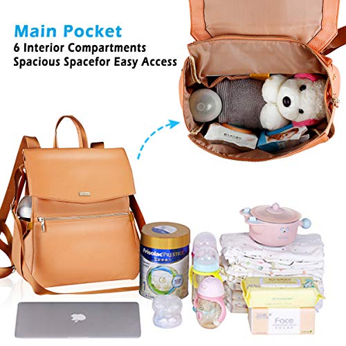 image for Landici Diaper Bag Backpack for Mom,Multifunction Leather Matern