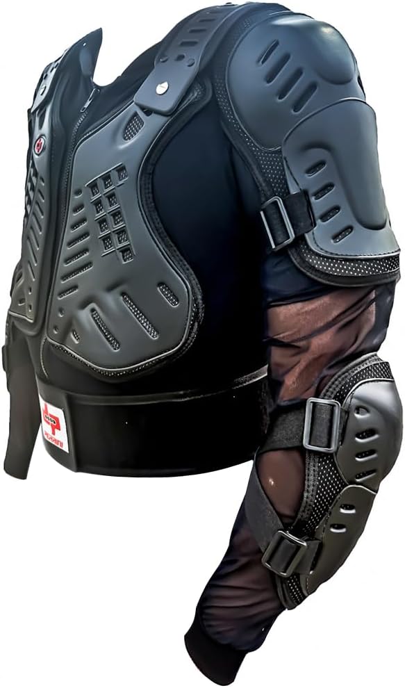 Motorcycle Racing Riding Full Body Armor Spine Protection Jacket w/ GP Armor Black