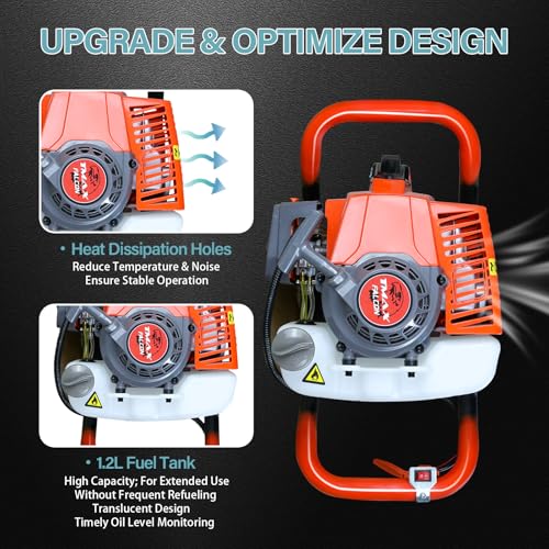 Erweater 85Cc Post Hole Digger, Gas Powered Digger With 2 Extension Rods + 3 Auger Drill Bits thumb #2