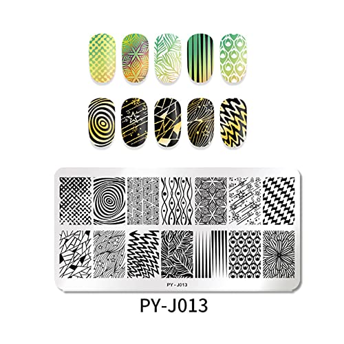 Mwoot Nail Art Stamping Plates 3 pcs Geometry Lines for Salon Home