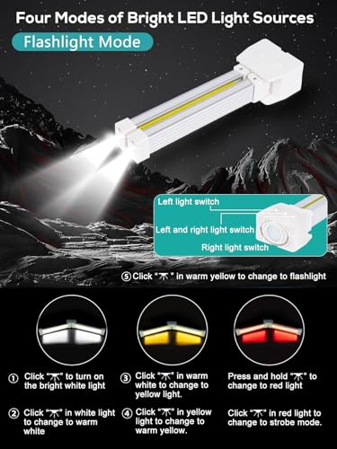Image of Gym Lamp, Gym Lighting for Posing, Magnetic Photography Light, Gift for Women /Men, 180 Rotate Foldable with Hang Hook Camping Lamp, USB LED Handheld Flashlight-White