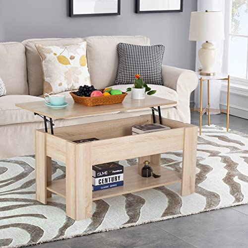 image for FDW Lift Top Coffee Table with Hidden Compartment and Storage Shelf Wo