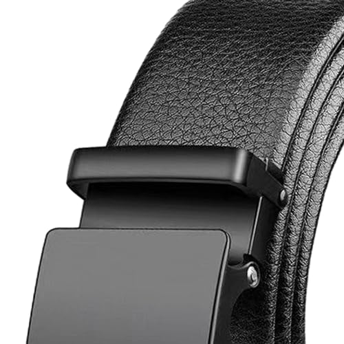 jojomis Automatic Ratchet Belt for Men Faux Leather Casual Business Dress Belt with Adjustable Buckle 1.6 Inches Wide Black- Style C2