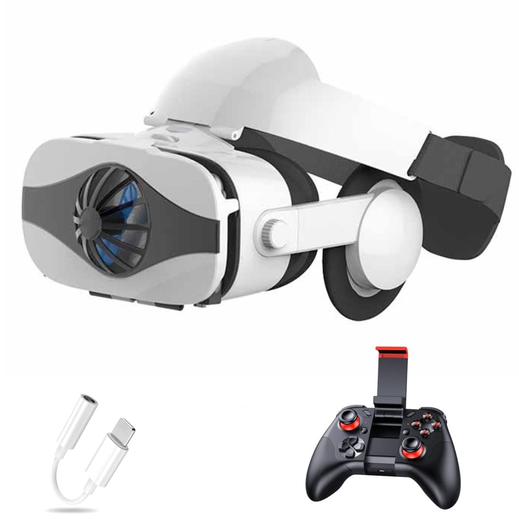Gafas de Realidad Virtual, 3D VR Gafas con Controlador Bluetooth para Juegos Visión Panorámico VR Glasses para iPhone 13 Pro Max/13 Pro/13/12/11, para Samsung Galaxy S21, Huawei, Xiaomi