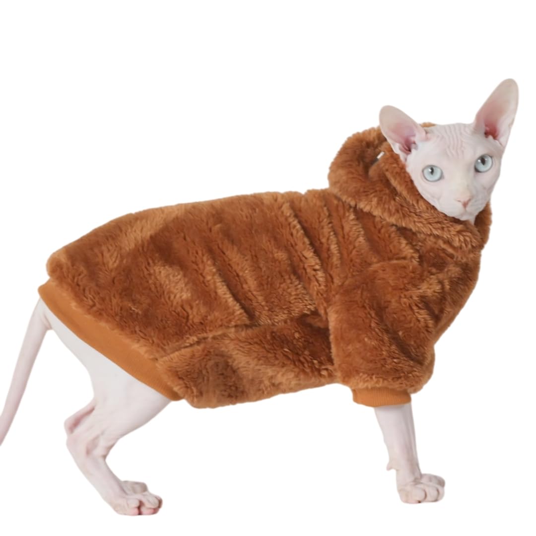 Sphynx Cat Sweater Warm Thickened Knitted Stratch Hairless Cat Clothes Cat Vest for Devon,Cornish,Peter Bald, Small Kitten (X-Large)