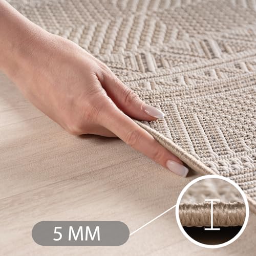 SIMPEX Tapis Extérieur Beige 80x150 cm Couloir Résistant aux Intempéries UV Facile d'entretien Design Scandinave Boho pour Cuisine Balcon Terrasse Salon – vue 4