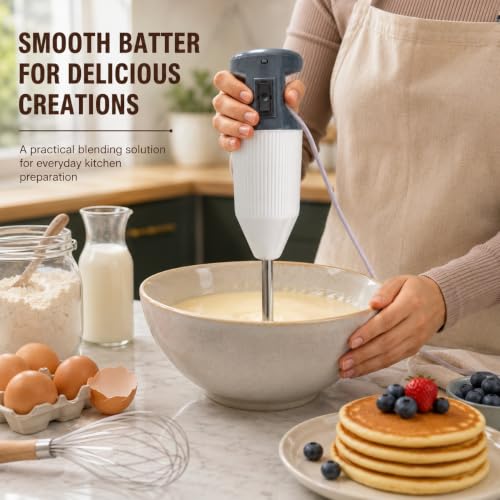 Image of lilydale Plus 250W Hand Blender | Stainless Steel Blades | Powerful Motor for Blending, Whisking & Mixing | Ergonomic Design | White