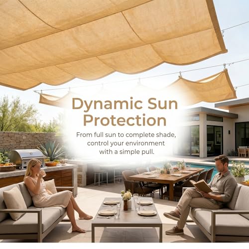 Voile d'ombrage wave rétractable respirante de W2.6 x L15m pour pergola - 5