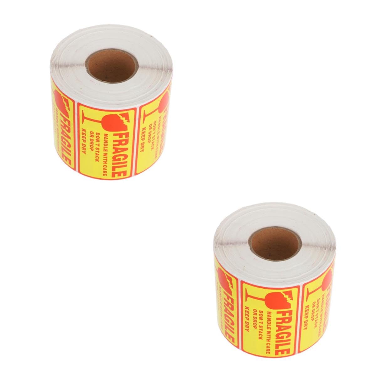 Operitacx 2rotoli Roll Handle with Care Adesivi Fragili Per Spedizione Etichette Caution e Giallo Materiale Resistente Per Pacchi e Confezioni
