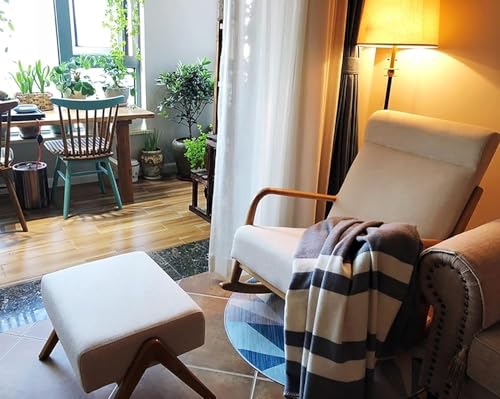 Fotel bujany z zagłówkiem łukowym, wyściełanym siedziskiem i podnóżkiem do relaksu na patio, na dziedzińcu lub w sypialni
