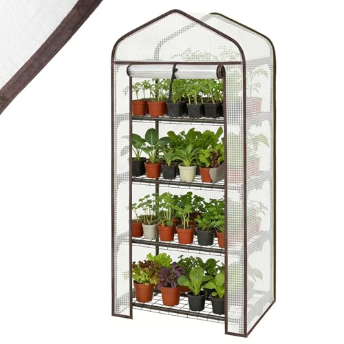 Sekey Mini Tomatengewächshaus 4 Etagen Foliengewächshaus Gewächshaus klein Balkon Winterfest - für Indoor & Outdoor Tomatenhaus mit herausnehmbaren Ebenen für Flexible Pflanzhöhe